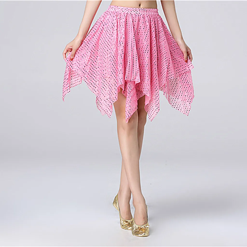 Table Skirt Clips Costume Women Belly Performance Irregul Latin Skirt Clothing Dance Sequins Silk Skirt Skirts For Women Trendy