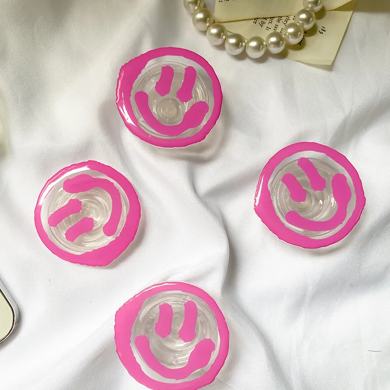 Прозрачная подставка для телефона с мультяшным улыбающимся лицом, клейкая масштабируемая портативная сумка на воздушной подушке, ленивый настольный держатель для телефона