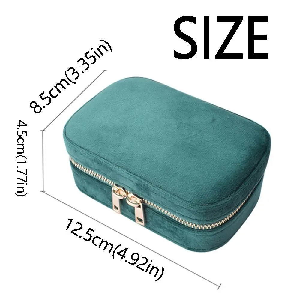 سستة إغلاق مجوهرات حقيبة للتخزين المخملية الفانيلا بطانة السفر مجوهرات حالة مريحة رائعة المحمولة صندوق مجوهرات