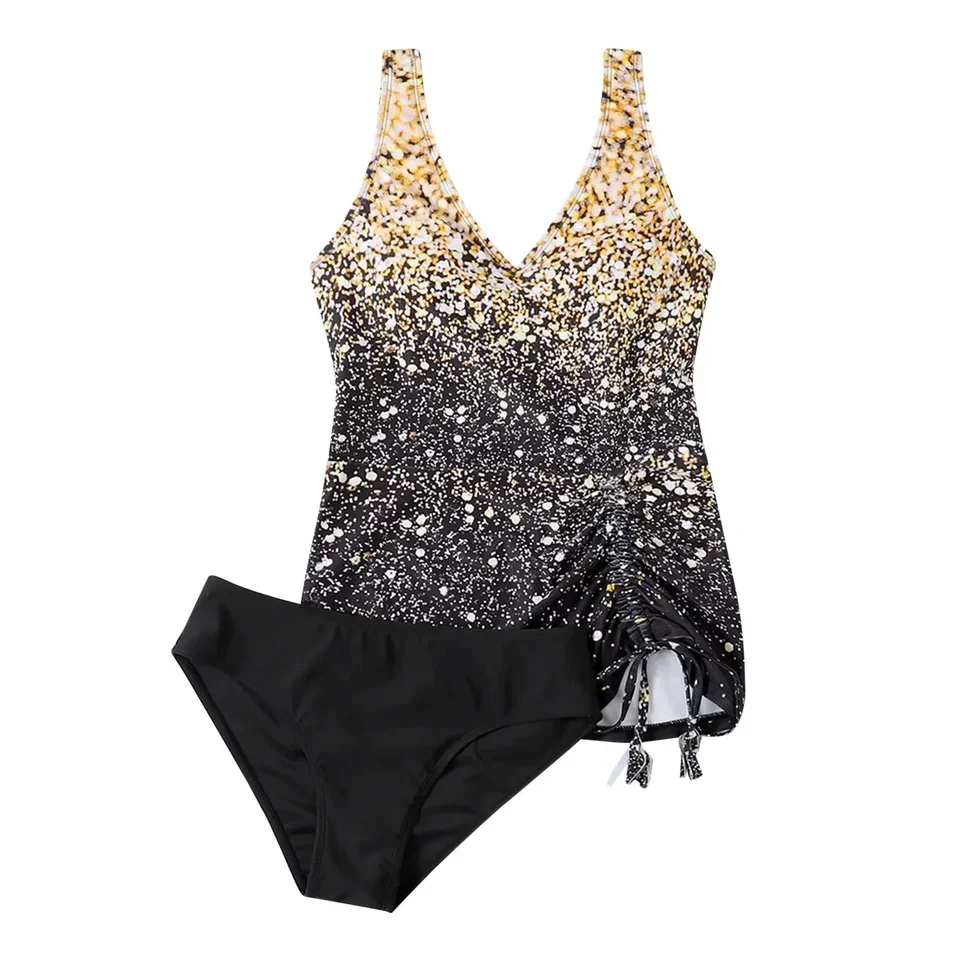 Traje de baño para mujer, Tankini con Control de barriga, trajes de baño de dos piezas, Tankini, Tops, traje de baño de talla grande para mujer