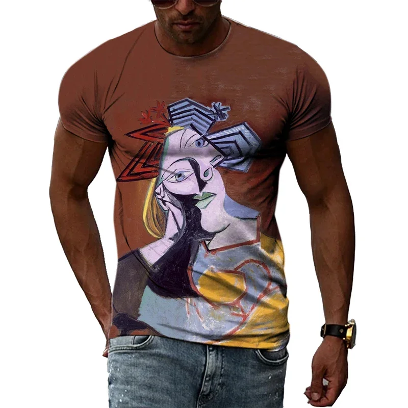 Impressionist Master Picasso Classic Oil Painting 3D HD Print Men And Women Art Taste Charm Short Sleeve Round Neck T-shirt Top