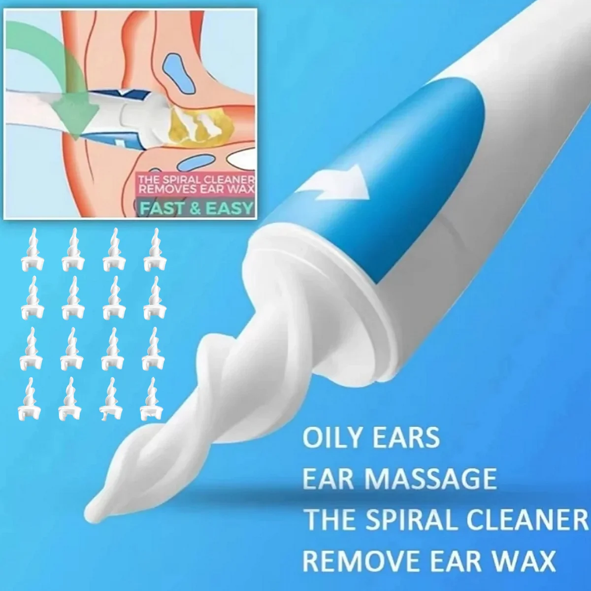 

Spiral Ear Oil Remover Portable Soft Ear Oil Remover For Adults And Children Ear Wax Cleaning Tool 16 Head Ear Wax Cleaning Tool