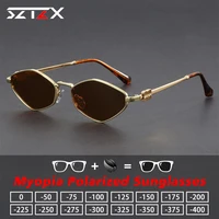 SZTZX Street Fashion gafas de sol poligonales para miopía para mujer, gafas Retro para conducir UV400, gafas de sol polarizadas graduadas personalizables