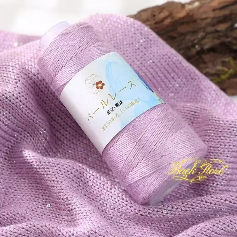 50g Cotton Linen Lace with Sequin Yarn Linen Hand Woven Crochet Hollow Summer Shawl Hat Jacket Yarn Ball Sequined Thread
