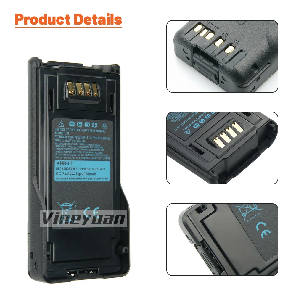 KNB-L1 2000mAh 7.4V Replacement Battery for Kenwood  NX-5000 NX-5200 NX-5300 NX-5400 Series VP6430 VP6230 TK-5320 Two Way Radios