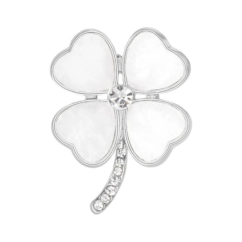 Unique 3D Clovers And Shell Brooch Enhances Your Look With Artistic