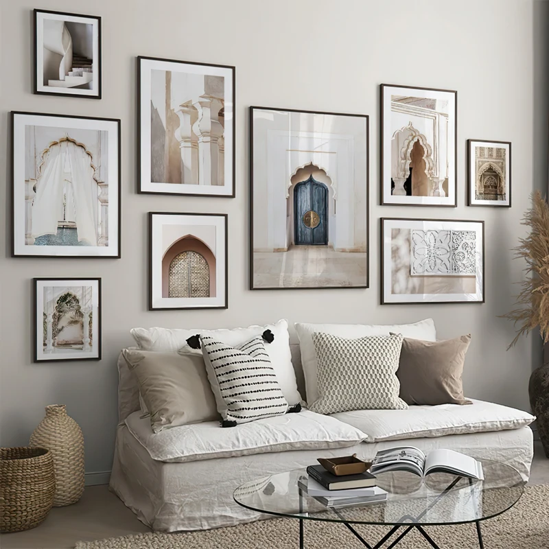 

Арабские мусульманские марокканские двери, исламские постеры, домашняя декоративная картина, настенная архитектура, картины на холсте, художественный принт для гостиной