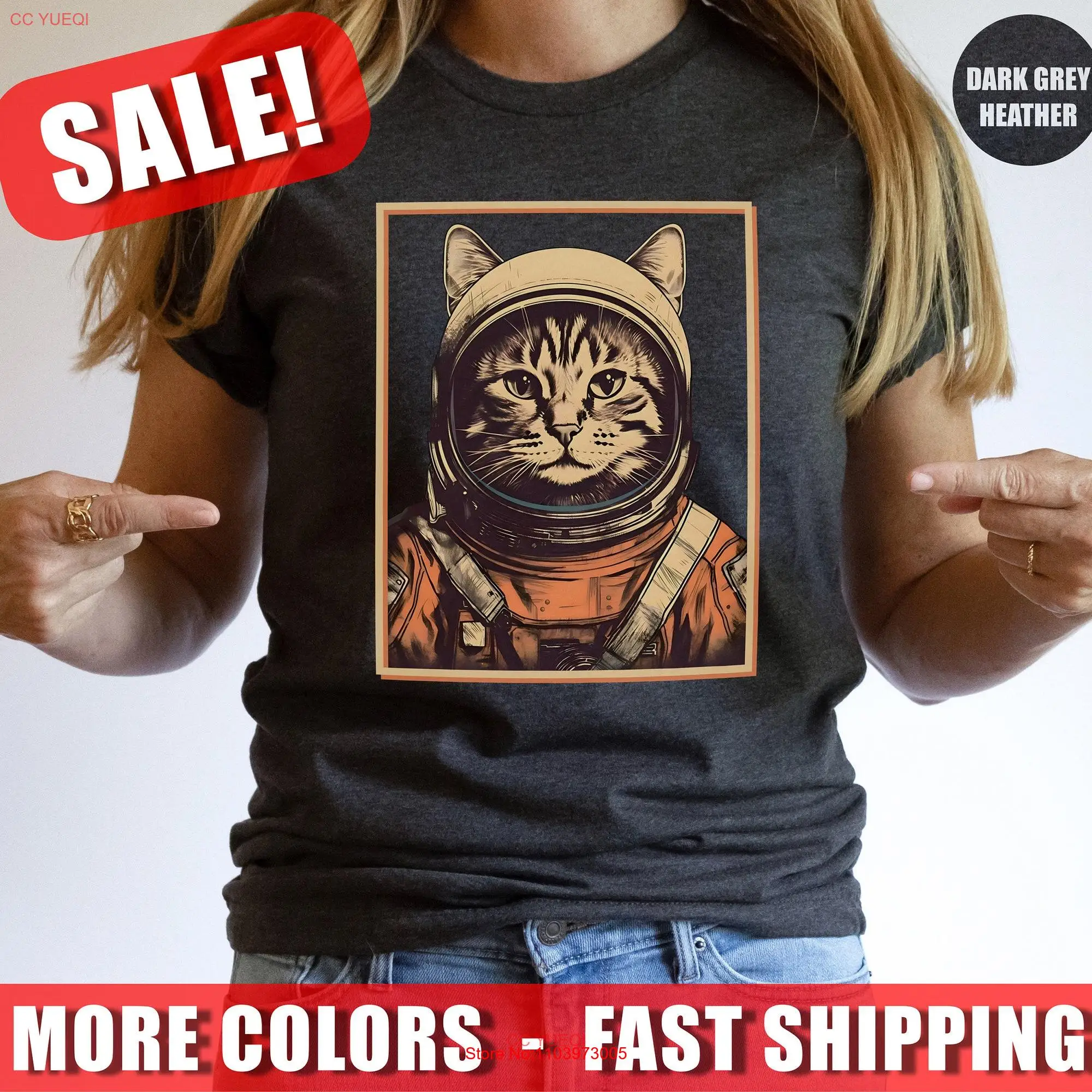 Винтажная футболка с изображением кота и астронавта, Забавный котенок в шлеме в стиле ретро, Очаровательная космическая футболка с длинным или коротким рукавом