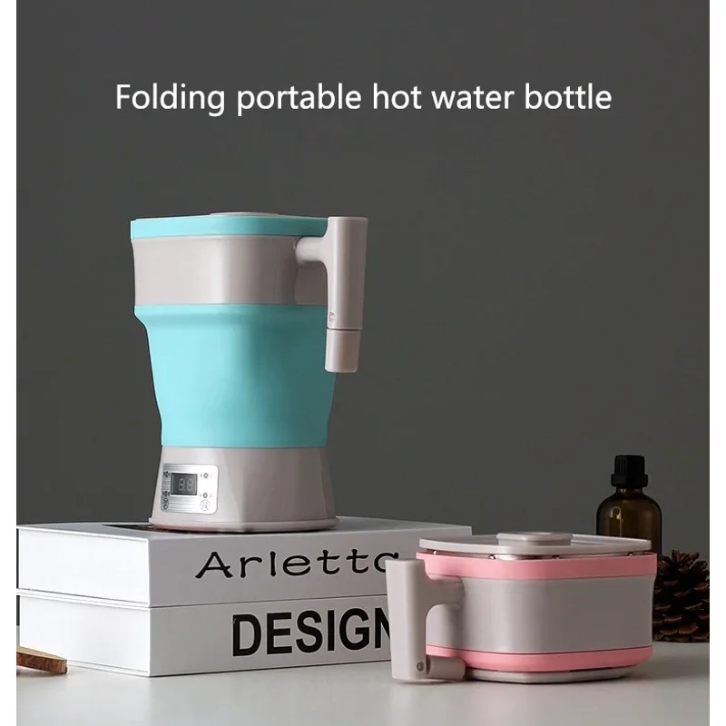 

800ML Foldable Silicone Electric Kettle Auto-power off Temperature Display Portable Travel Thermostatic Water Bottle 110V-240V