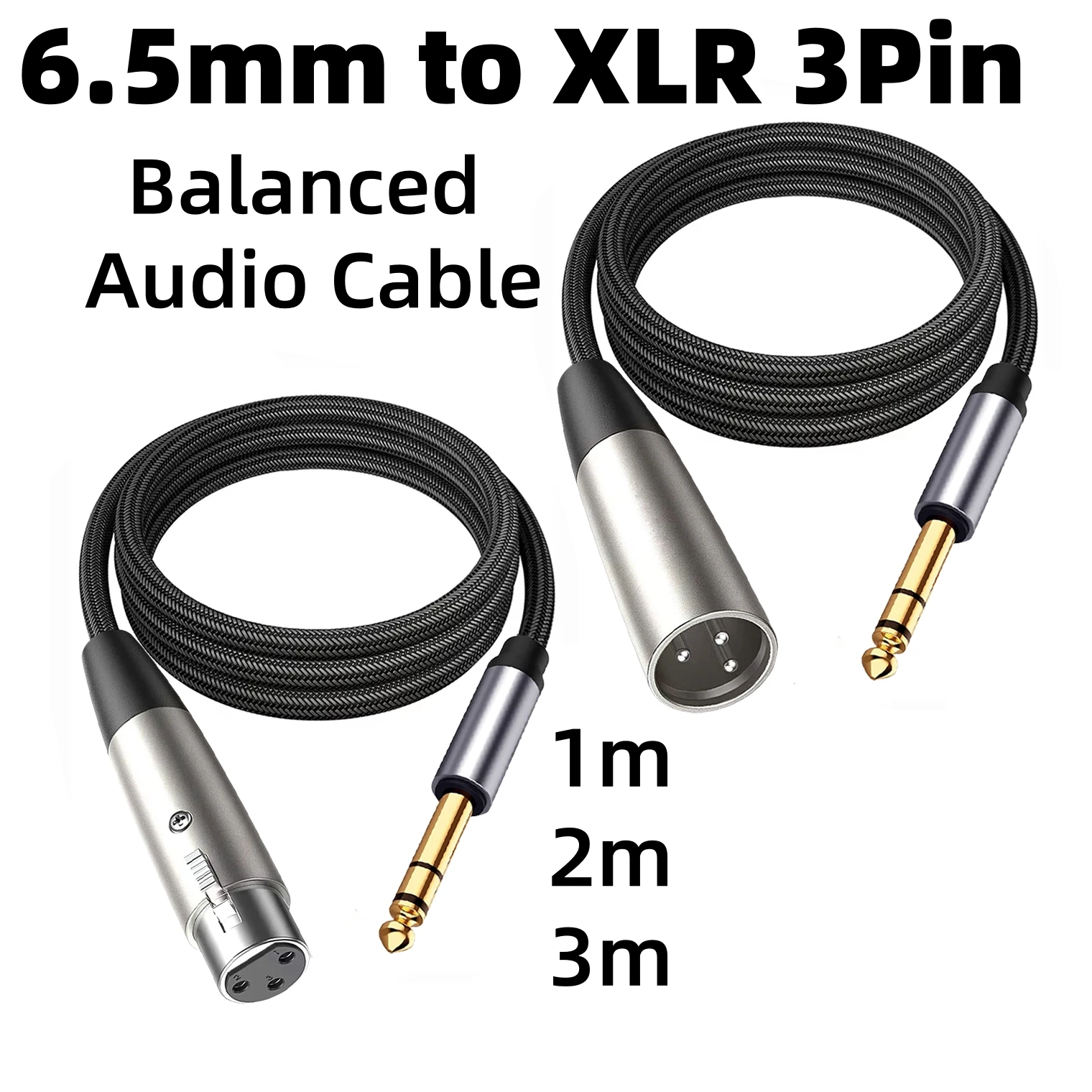 XLR to 1/4 TRS Cable 6.5mm(6.35mm) Male to XLR 3-pin Female/Male Stereo Balanced Audio Cord for Guitar Microphone Speaker Mixer