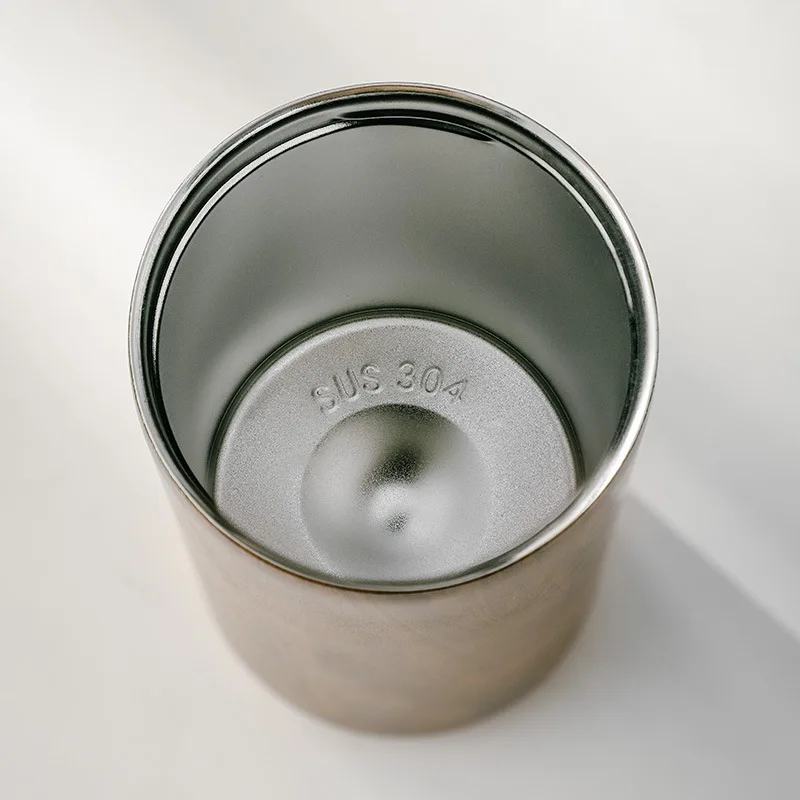Wooden Stripe Stainless Steel Insulated Tumbler Retro Coffee Mug Cup with Splash-Proof Lid  for Car Home Office Outdoor Travel