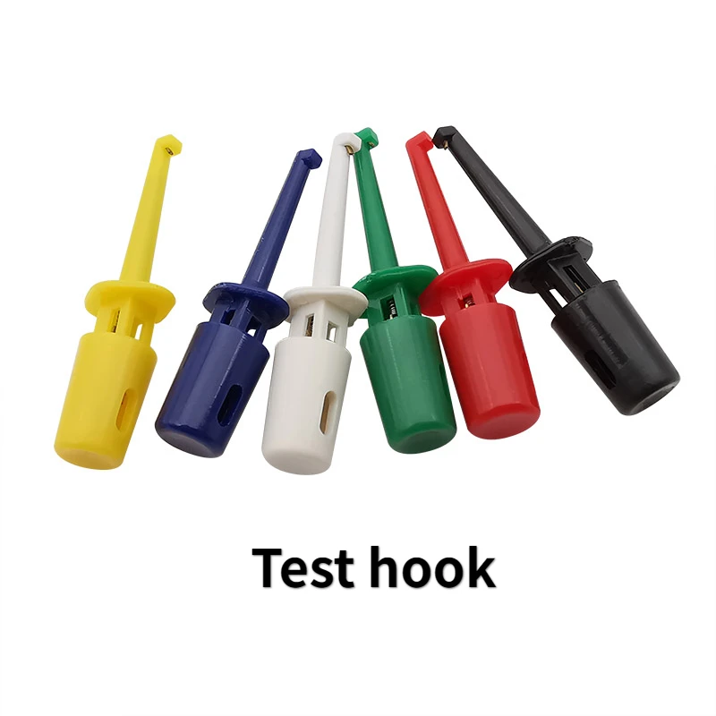 10Pcs 42mm Mini Single Test Hook Clip Test Probe for Electronic Testing IC Grabber Small Size Round Crocodile Clip Hook Clips