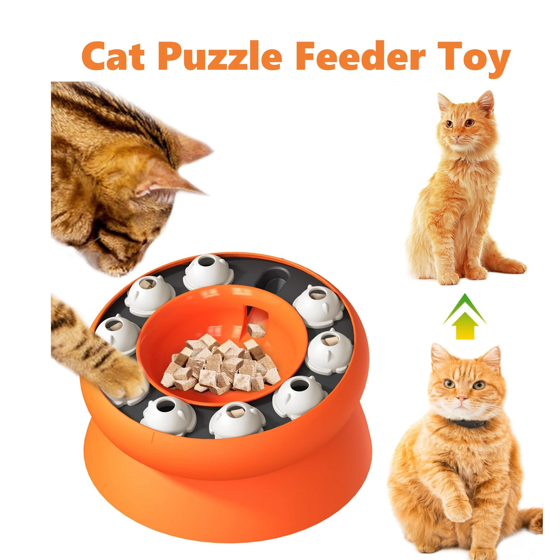 

Interactive Cat Puzzle Feeder Toy Indoor Rounded Slow Feeder Cat Bowl With Bottle Shape Aids Pets Digestion Mental Stimulation