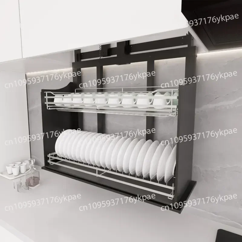 Intelligent Electric Touch Hanging Cabinet Lift Basket Kitchen Cabinet Vertical Pull-down Up and Down Telescopic Voice Bowl