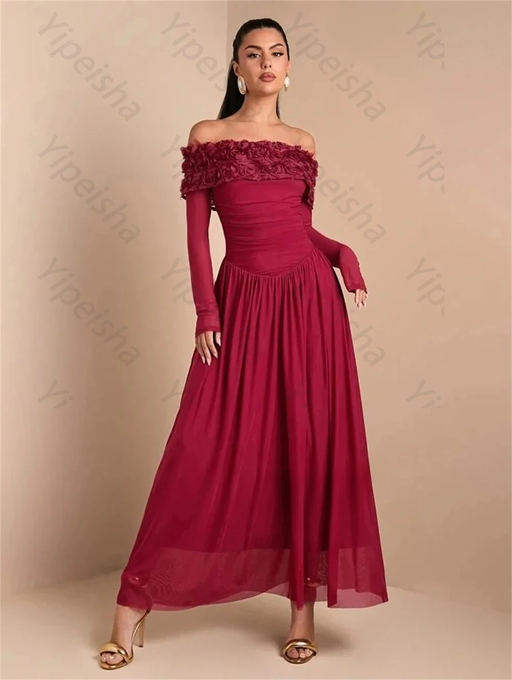 High Quality Customized Chiffon Applique Flower Off-the-shoulder Dresses Bespoke Occasion Simple Elegant Sizes Available Party