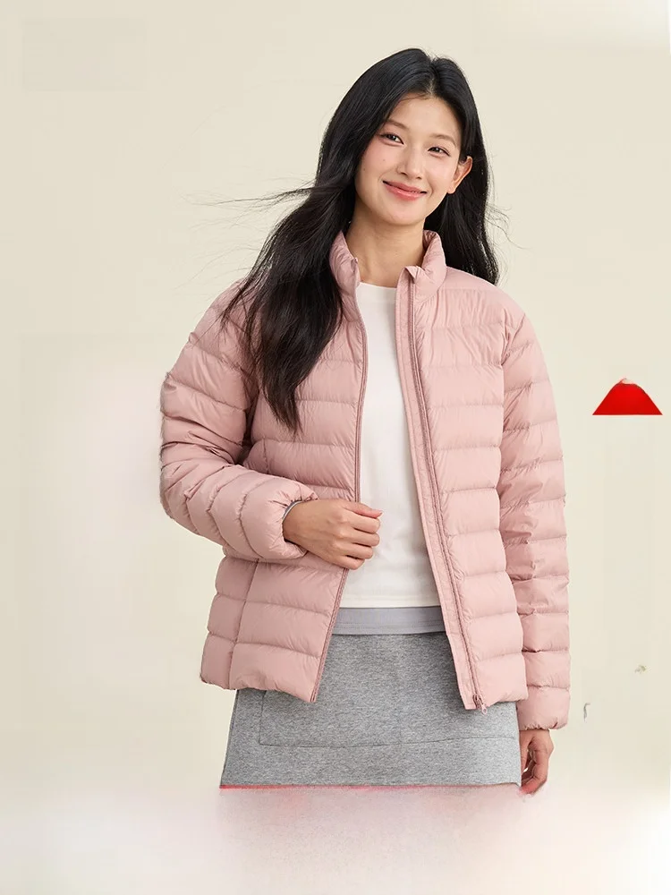 

Женская пуховая куртка Snow Flng Весна 2026 с воротником-стойкой, удобная, легкая, универсальная верхняя одежда для города, с дизайном в рубчик