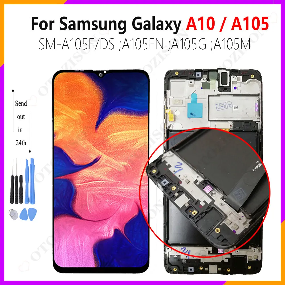 

6.2" For SAMSUNG Galaxy A10 LCD With Frame A105 2019 Display Screen SM-A105F/DS SM-A105FN/DS A105M Touch Digitizer Replacement