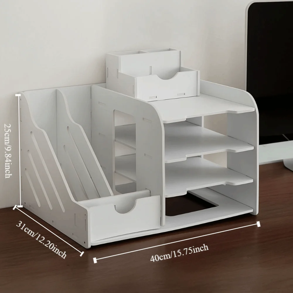 Large Capacity File Storage Rack Thickened Space Saving Desktop Organizer Partition Design Multi-Layer File Holder Study Room