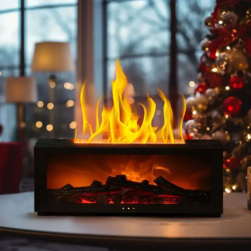 

7 Color LED Flame Effect Fireplace Humidifier - Ultrasonic Cool Mist, Auto Shut-Off, Quiet Home Decor for Bedroom/Living Room