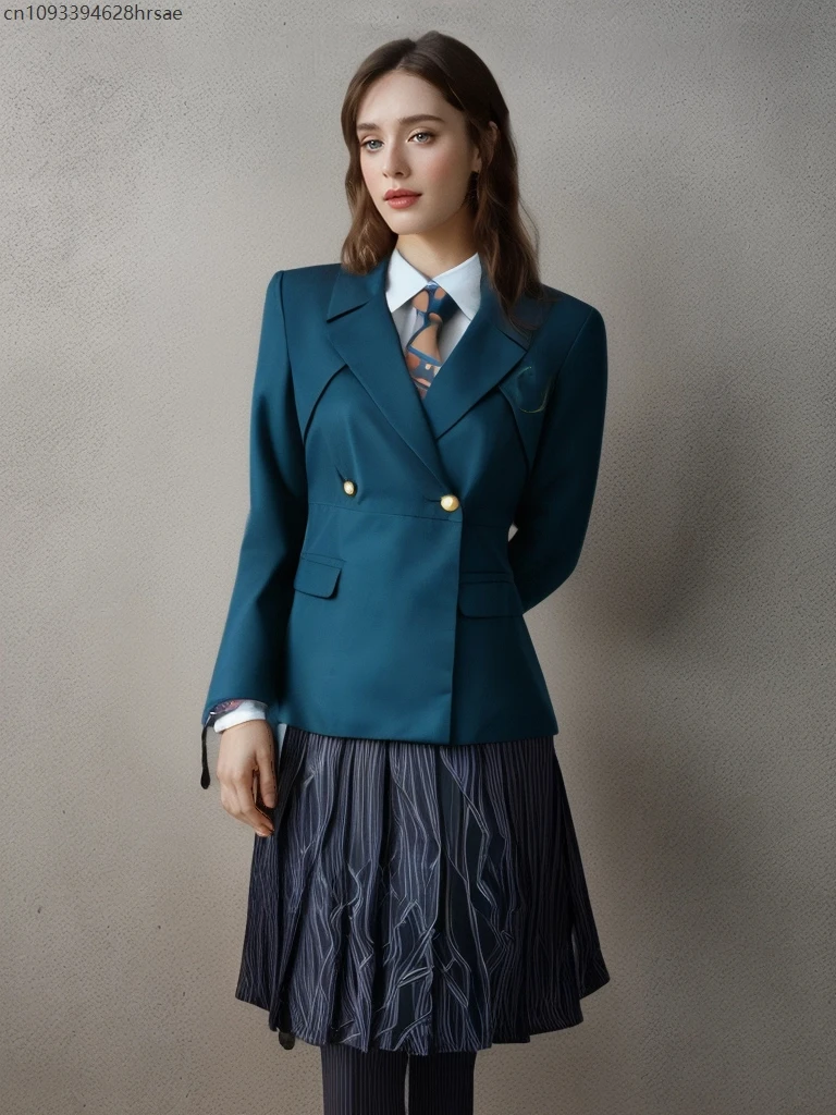 

School Uniform Cosplay Costume Green Jacket Skirt with Tie Halloween Party Outfit for Women Girls 2025