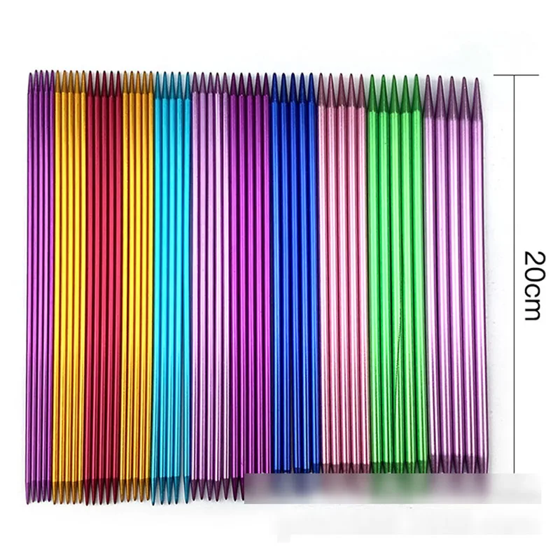 11 rozmiar 20cm 2.5mm-6.0mm prosto Knitting aluminium zestaw igieł podwójne zakończone igły ze stali nierdzewnej początkujący Knitting