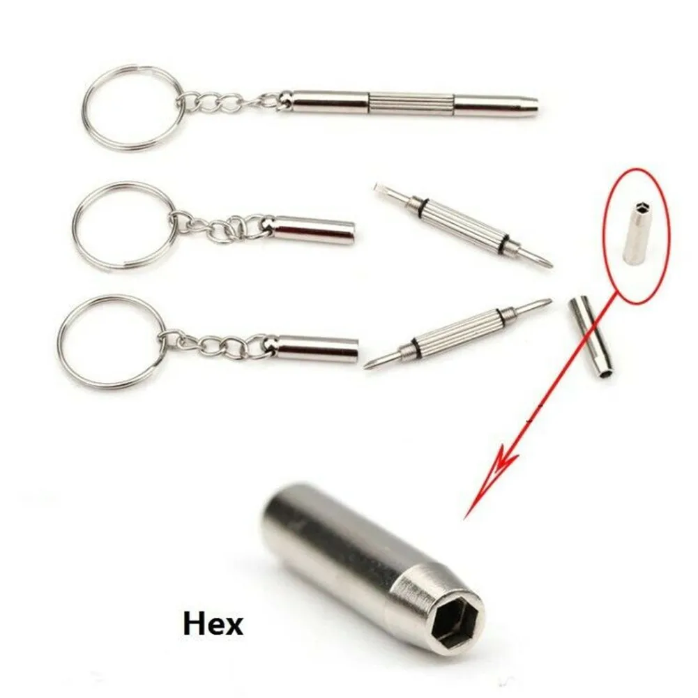 Eyeglass Screwdriver Kit Keychain Portable Stainless 3 In 1 Sunglass Watch Repair Useful Multi Function Nut Driver Hand Tools