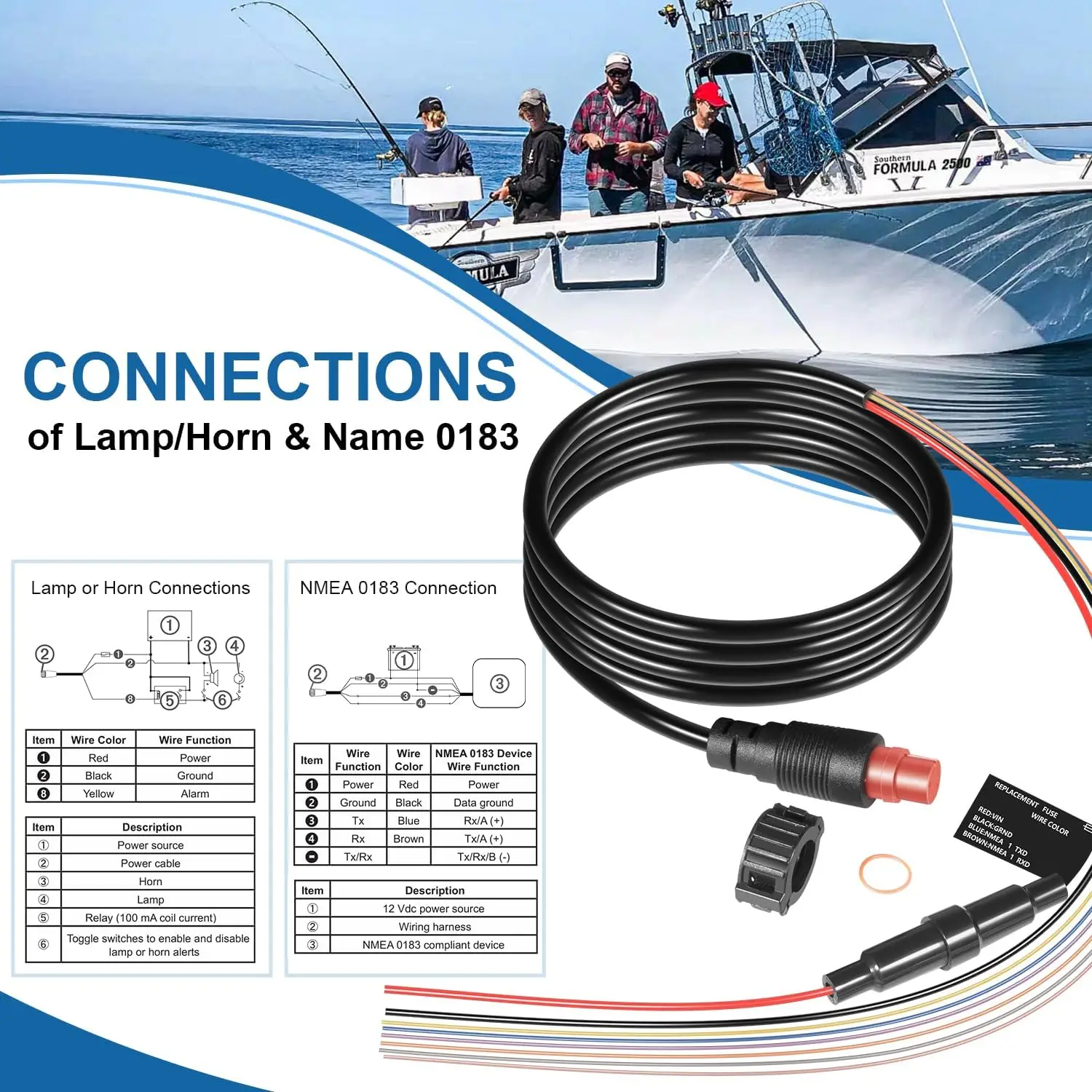 ANX 8-Pin-Stromkabel 010-11970-00 Passend für Garmin EchoMAP 50dv/50s/70dv/70s Serie & GPSMAP 527xs/547/547xs/741/741xs Serie – Detail 2