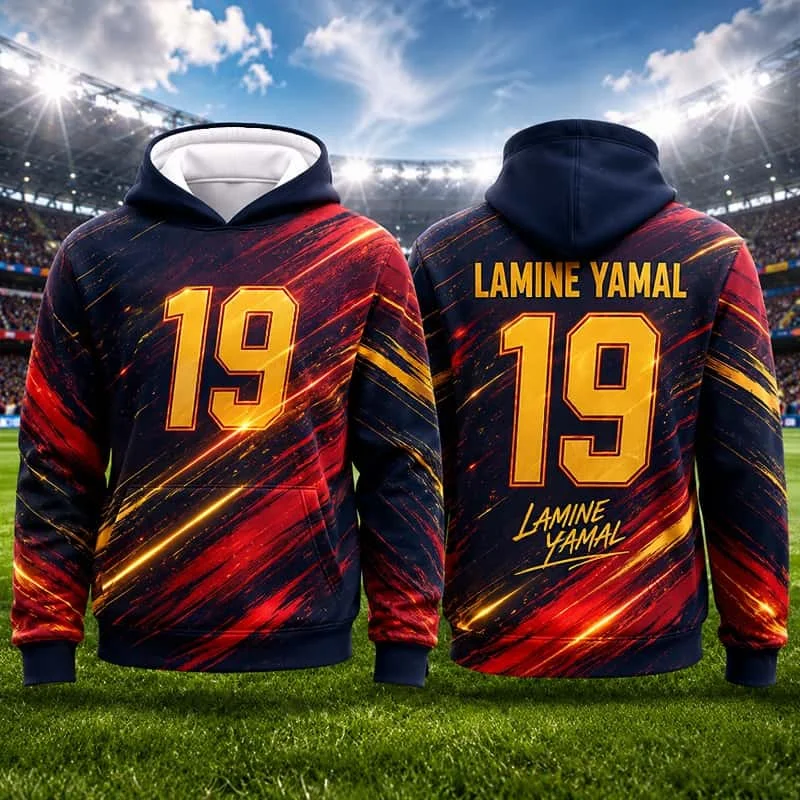 2026 New Special Yamal No.19 Print Hoodies for Men Women Autumn Long Sleeve Sportswear Casual Football Pullover Sports Kids Tops