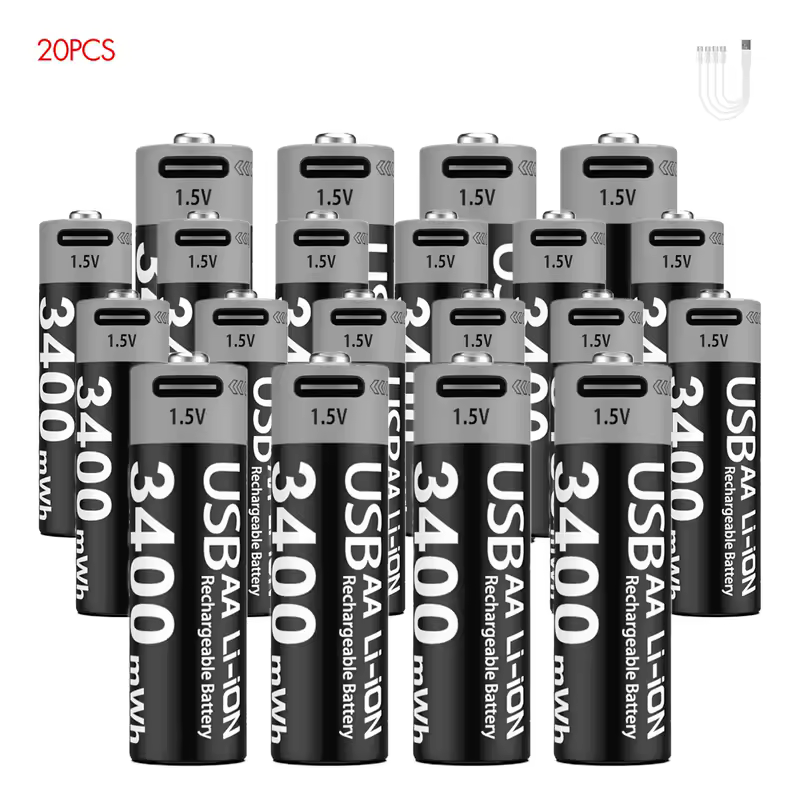 Kuugro Li-ion AAA and AA Rechargeable Batteries USB Lithium-ion 3400mWh 1.5V AA Rechargeable Batteries+1100mWh 1.5V AAA Battery - Image 15