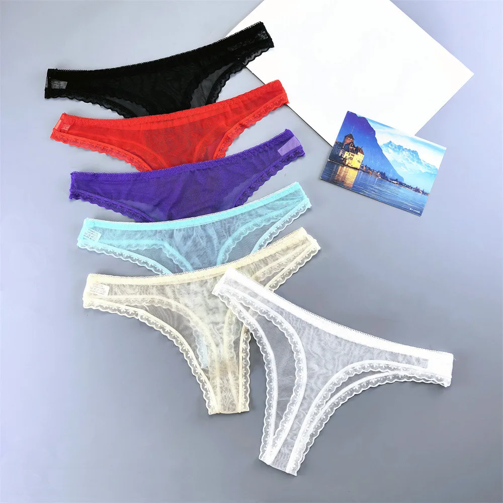 2 ks průhledných jednobarevných kalhotek Gstring pro ženy s nízkým pasem, ultra tenké tanga, jedna velikost, prodyšné módní kalhotky - náhled 2