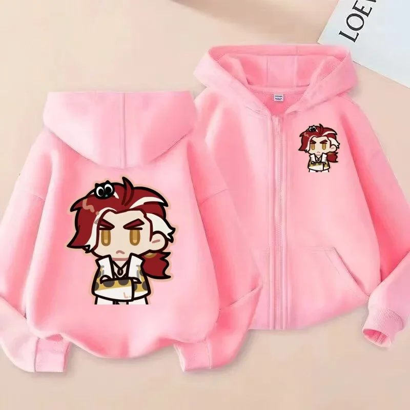 سويت شيرت بسحاب للأطفال Q-Version هوديي مطبوع عليه الرسوم المتحركة اللطيفة للرجال والنساء، قميص كاجوال لطيف #6