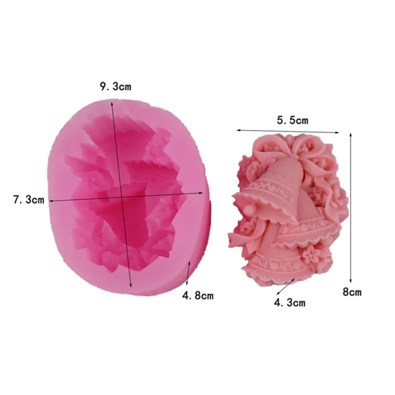 Pb-molde de sino de natal ferramentas de bolo de cozinha molde de sabão de silicone molde de pedra de aromaterapia molde de vela