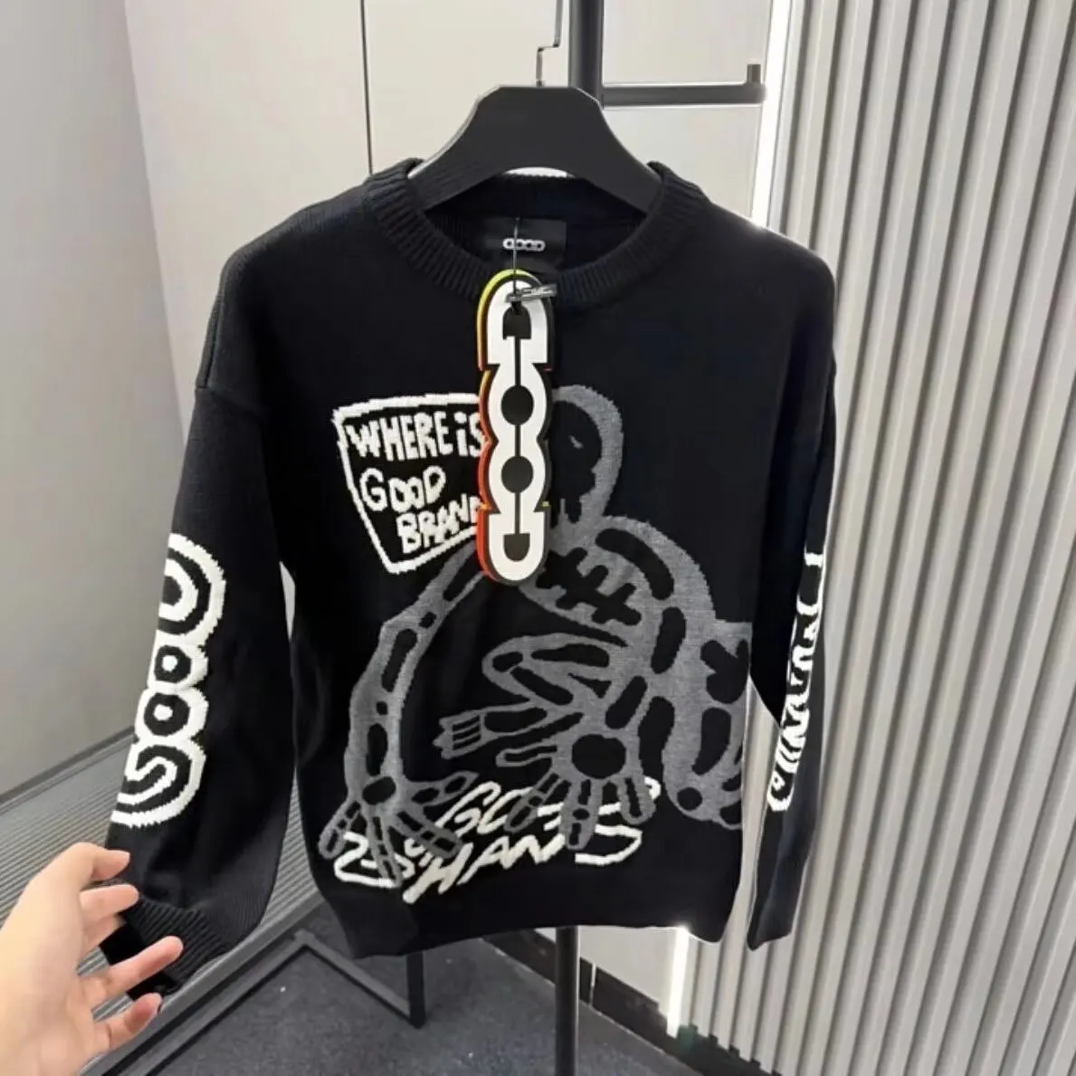 

Мужская термофутболка с вышивкой, круглым вырезом и длинным рукавом, повседневная, свободного кроя, из полиэфирного волокна