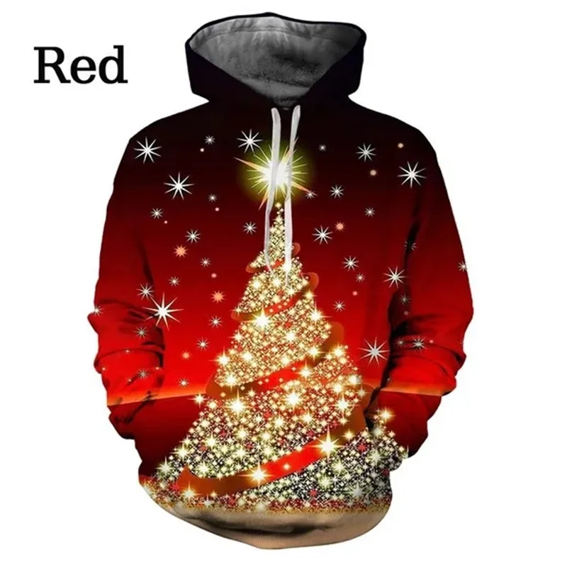 

Men Women Christmas Hoodie 3d Printed Christmas Tree Graphic Hooded Pullover Sweatshirts Casual Plus Size Xmas Party Costumes