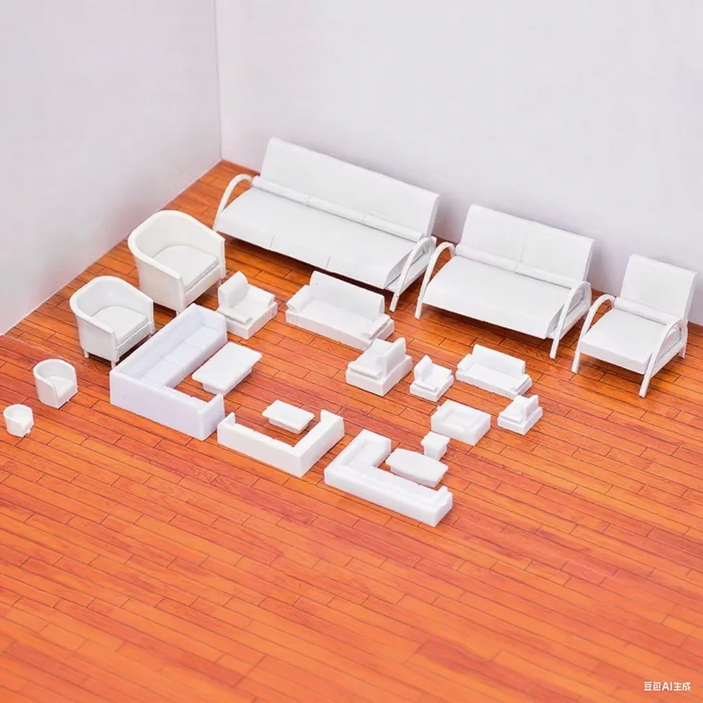 Ensemble de meubles miniatures pour maison de poupée, 2 pièces, canapé et chaise pour 1/20 1/25 1/30 1/50 1/75, Kit de décoration d'architecture à monter soi-même