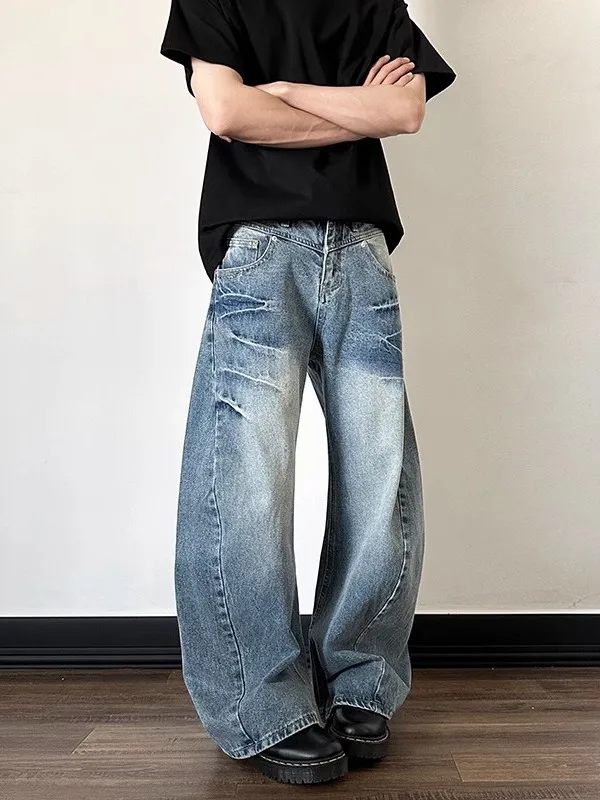 

Джинсы-клеш в стиле ретро с американским принтом, свободный крой, унисекс, с высокой талией, повседневные прямые джинсы-труба