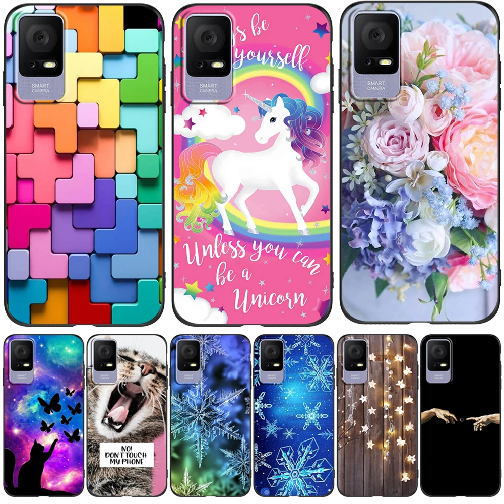 Case For TCL 405 406 408 Case Back Phone Cover Protective Soft Silicone Black Tpu unicorn