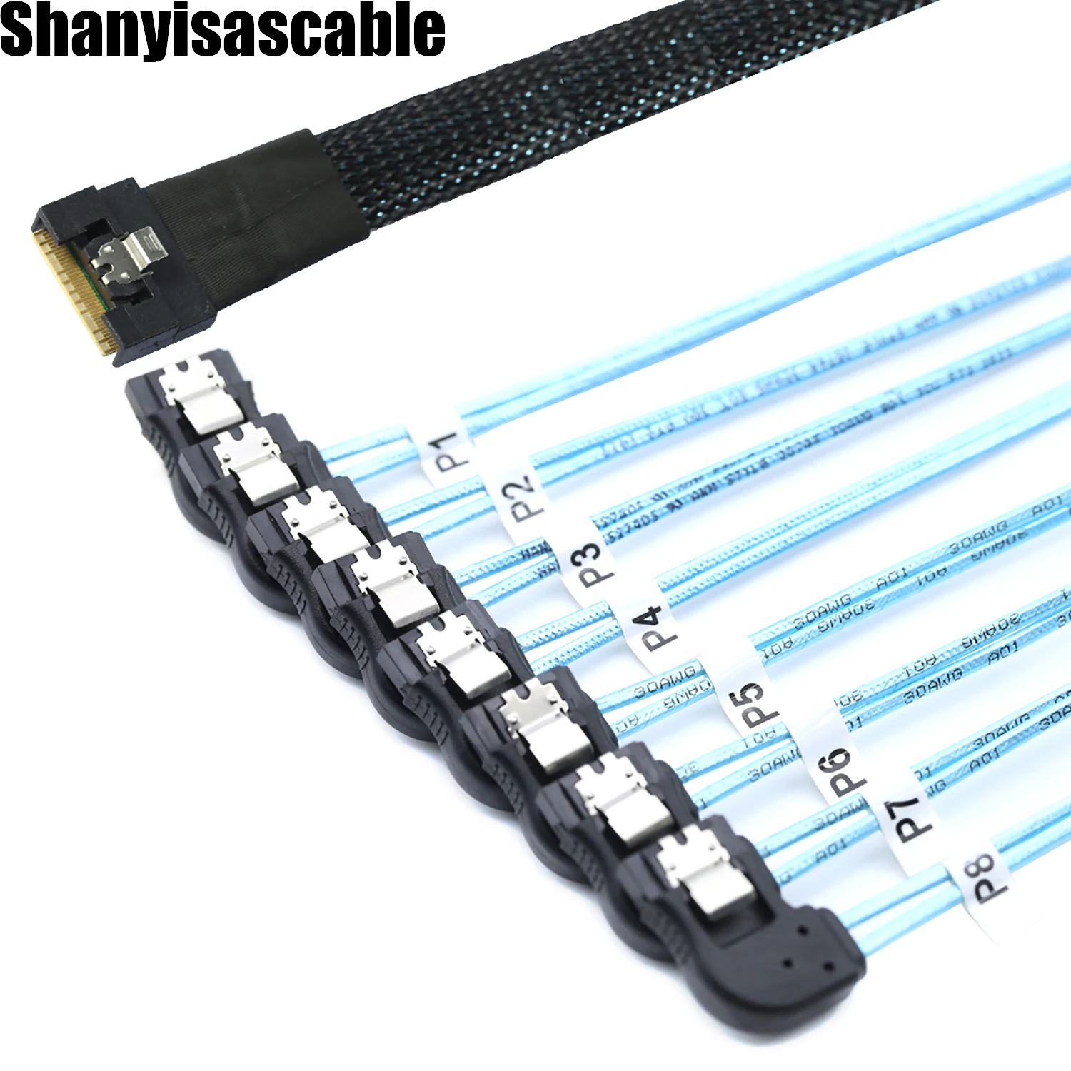 0.8M tout compris Anti oblique insertion SFF-8654 8i PCI-E Ultraport Slimline 4.0 à 8X SATA 7P 600 angle droit Câble