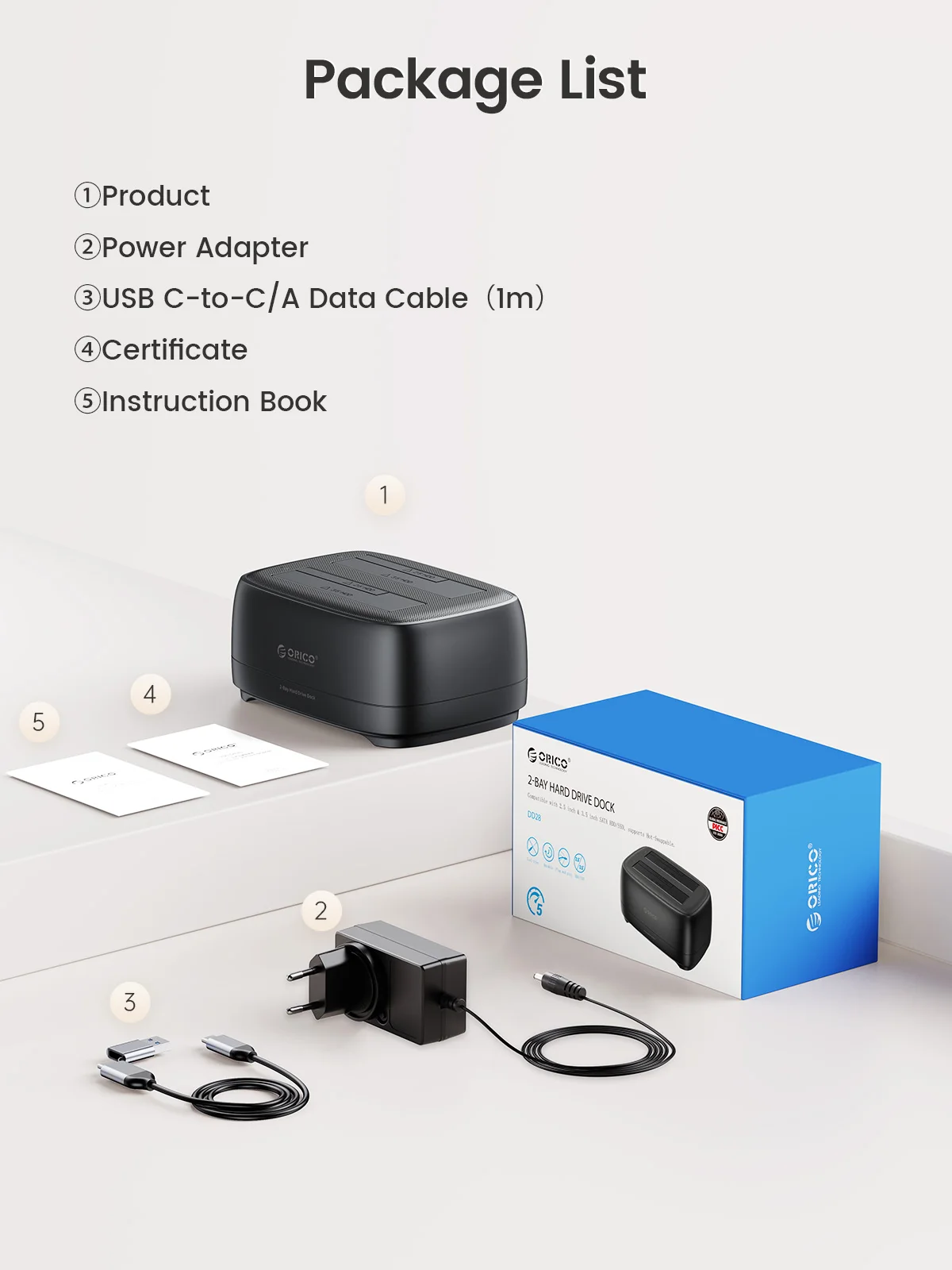 ORICO Dual-Bay Festplatten-Dockingstation USB 3.0 Typ C für 3,5-Zoll-Festplatten Unterstützt UASP Werkzeuglos für 2,5/3,5 Zoll HDD/SSD – Detail 11