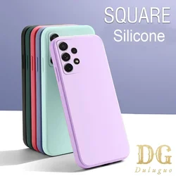 Dla Samsung Galaxy A33 A53 A73 5G A13 A03 A52S A02 A02S A12 A22 A32 A52 A72 A82 Slim Soft Cover Square Candy Silicone Phone Case