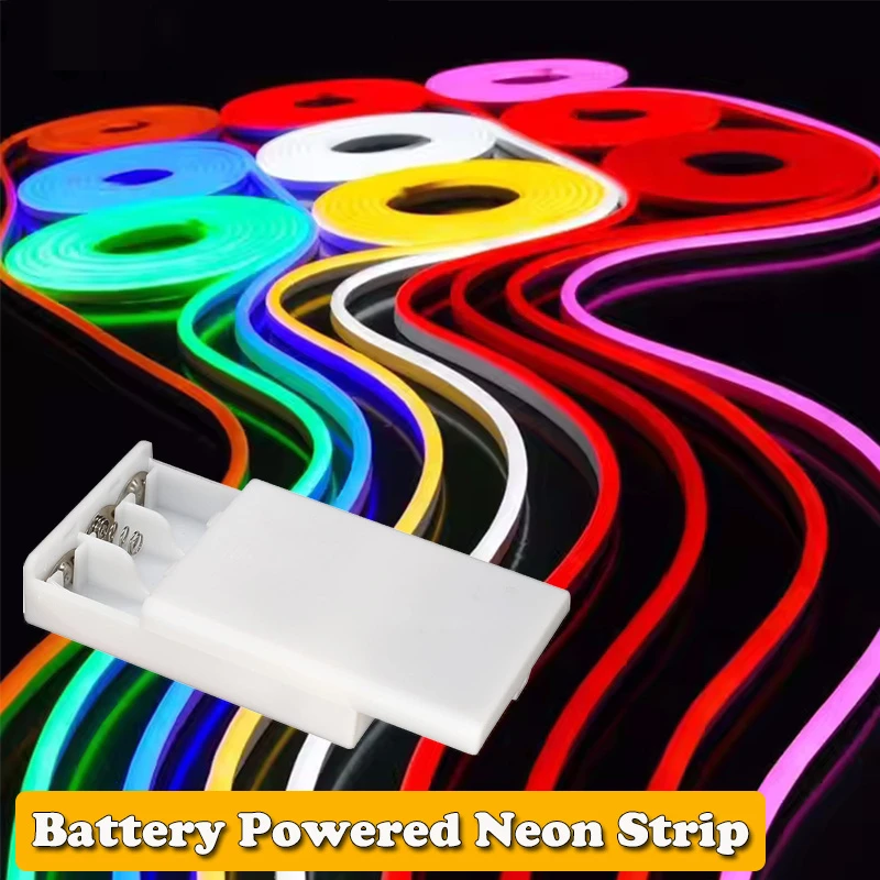 Neon LED Strip Battery Operated, 9Colors Neon Rope Lights With Battery Box Flexible DIY Design for Glow Neon Party Birthday