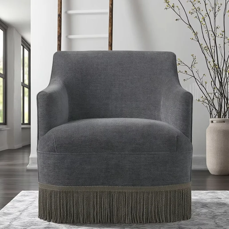 

Household Fabric Accent Swivel Chair Set with Fringed Sponge Filled Living Room