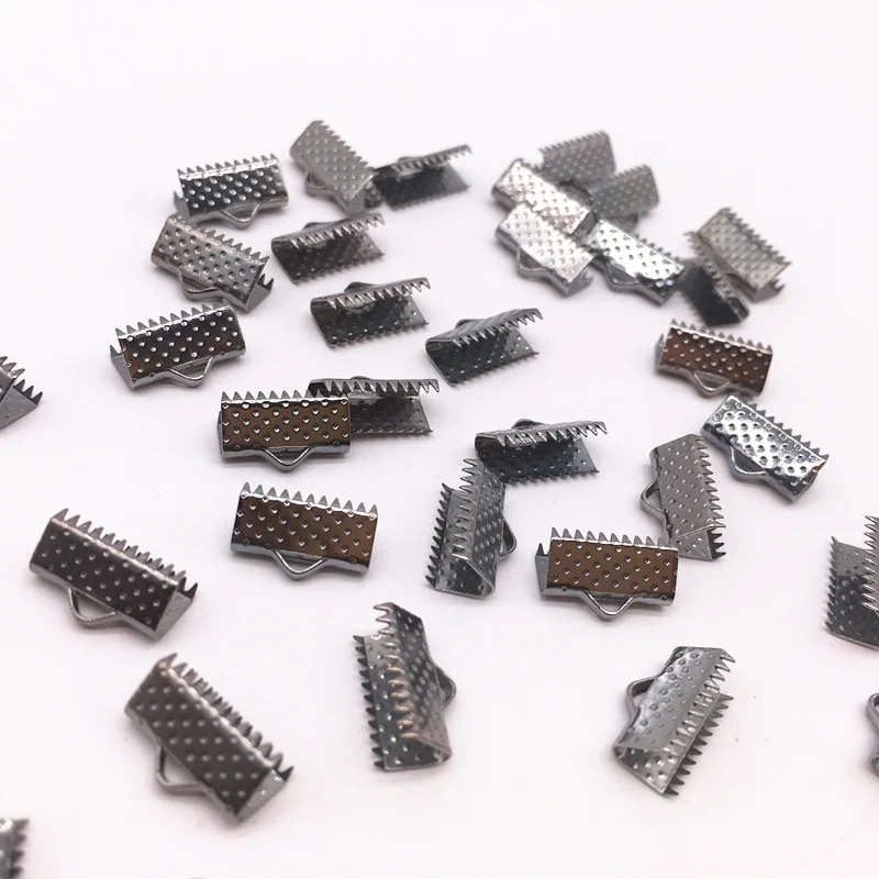 50pcs 10mm Metal Crimp End Fold Over Clasps Cord End Clips KC Gold /dull Silver/Bronze/silver/GunBlack Plated DIY Jewelry Making