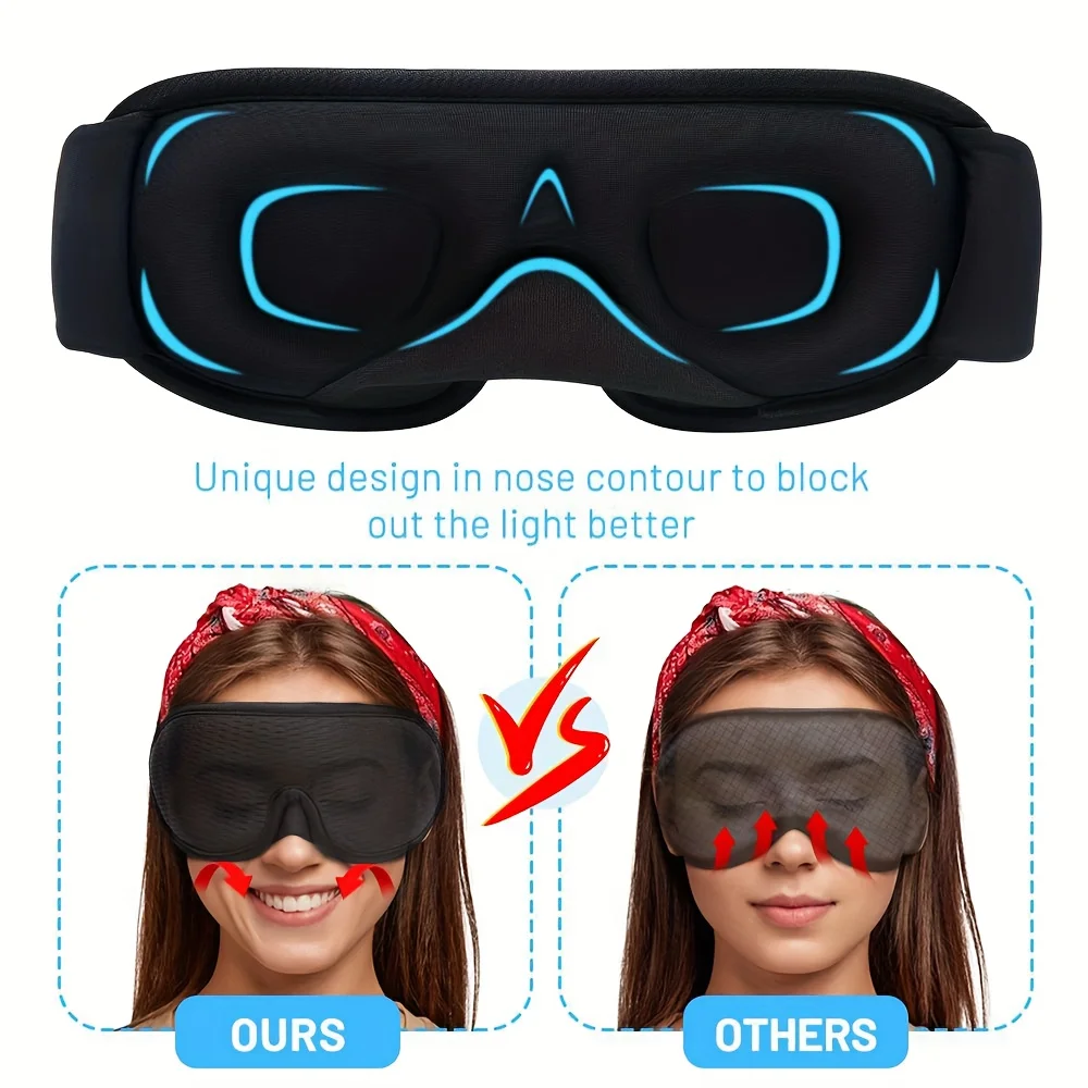 Máscara para os olhos blackout para dormir, máscara para os olhos para assistência ao sono, máscara para os olhos 3D para dormir em viagens, blackout respirável, máscara para os olhos para viagem