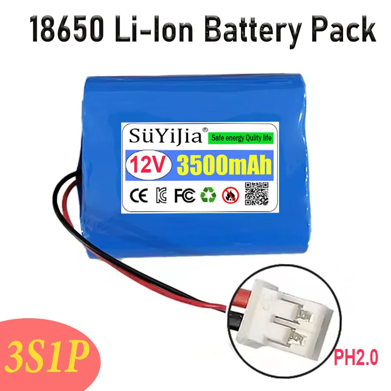 3S1P 18650 Li-ion Battery Pack 3S1P/12.6V/3500mAh/11.1V Lithium Ion Battery 18650 Used for CCTV Camera Backup Power Supply