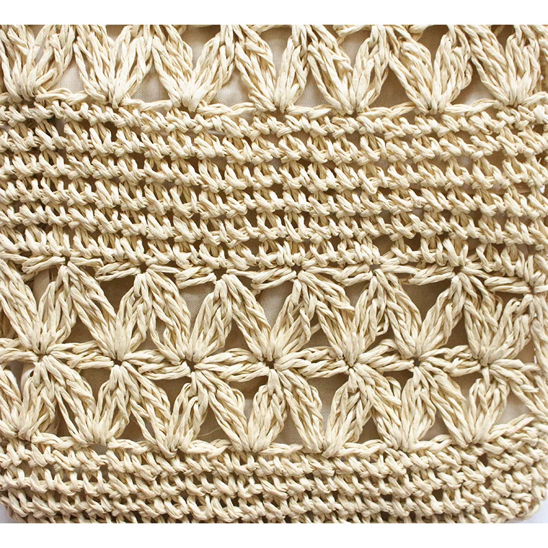 Women Beach Woven Straw Shoulder Bag with Tassel Boho Hollow Out Crochet Crossbody Handbag Macrame Clutch Purse with view 5
