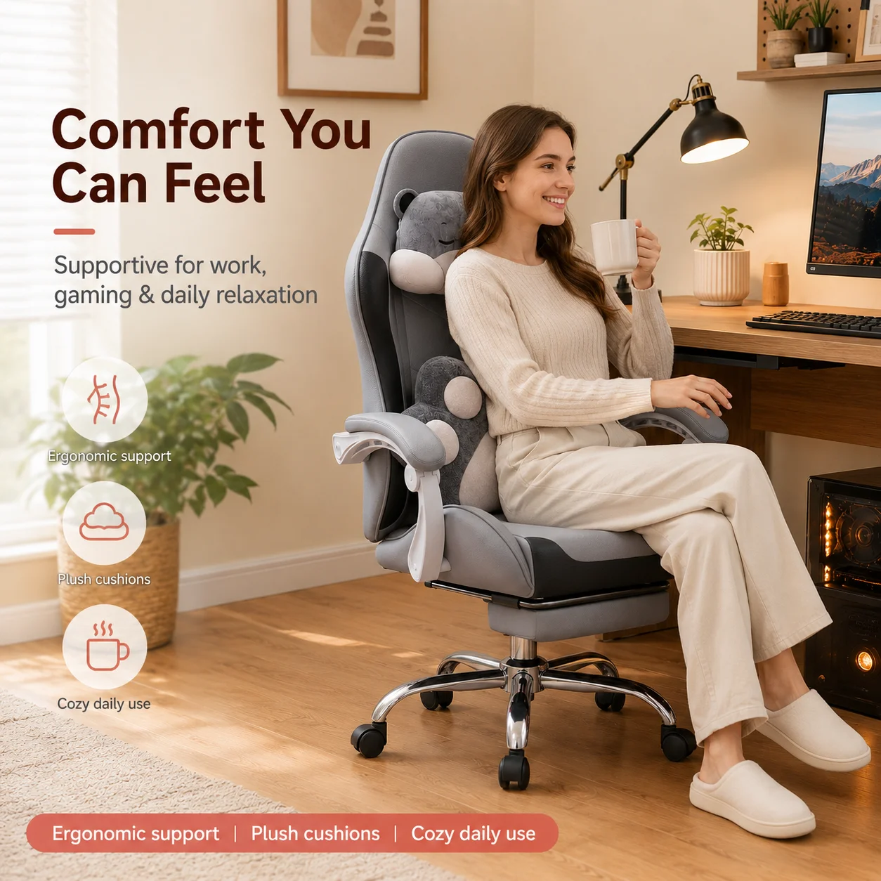 AOLIVIYA Gaming Chair Live Streaming Game Seat Adjustable Reclining Computer Chair Comfortable Long Sitting Internet Cafe Swivel