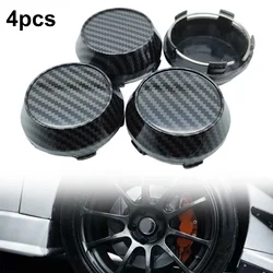 4PCS Universal 60MM Carbon Fiber Black Universal Car Wheel Center Hub Caps Rim Cover Auto Styling Modified Accessories