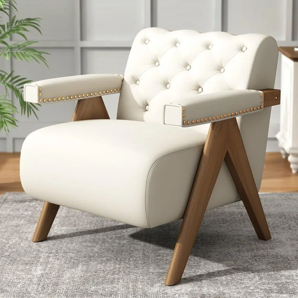 

Living Room Chair, Comfy Upholstered Velvet Wide Armchair with Button Tufted Back, Living Room Chair