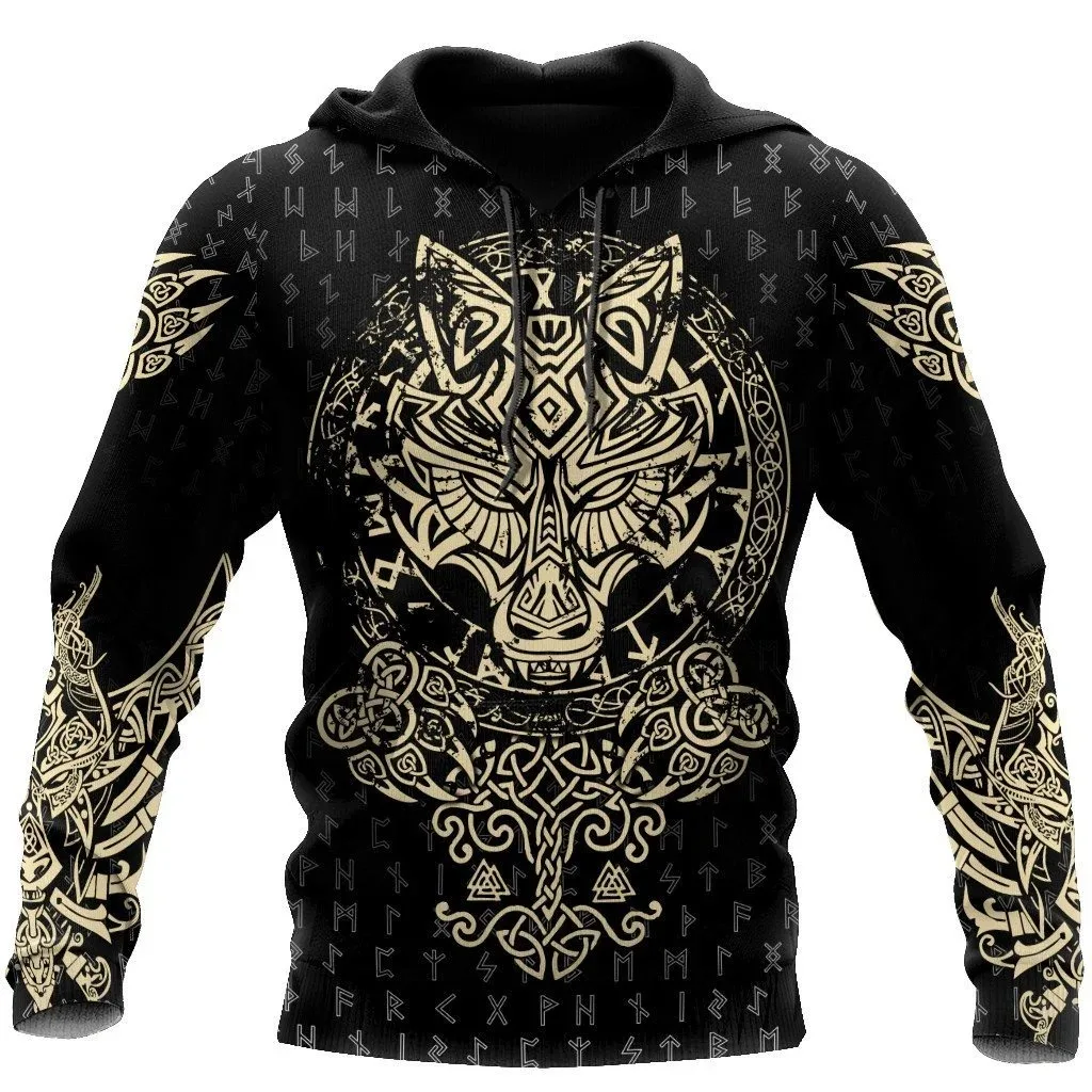 Felpa con cappuccio da uomo nuova 3d Viking Harajuku Print Pullover felpa con cappuccio da uomo oversize Vintage abbigliamento maschile autunno